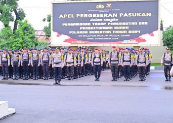 Kapolda Jambi Pimpin Apel Pergeseran 731 Personil Untuk Pengamanan Pilkada 2024