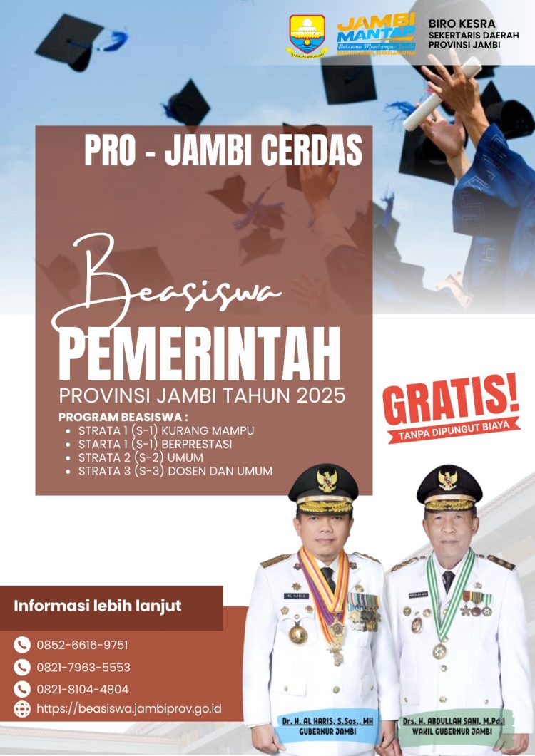 Pemprov Kembali Luncurkan Beasiswa Pro-Jambi Cerdas senilai 7,7 Milyar Rupiah, Jangkau Mahasiswa Tidak Mampu Dan Berprestasi