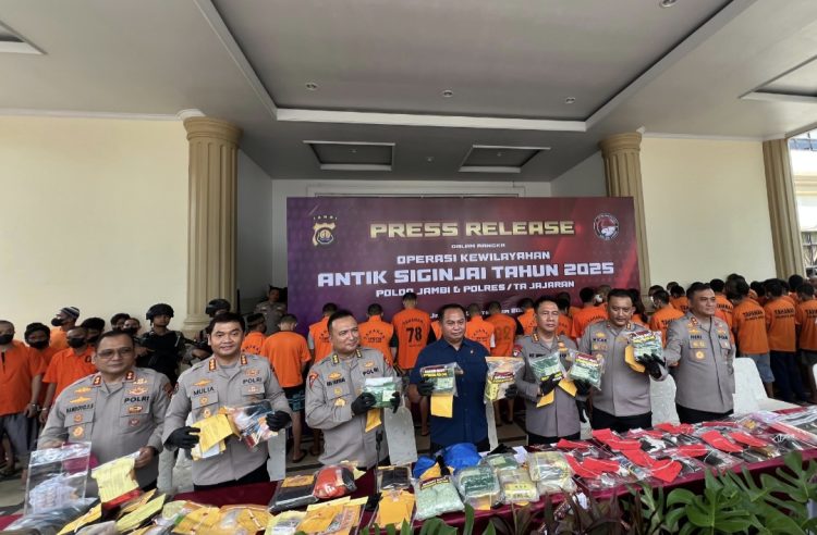 20 Hari Operasi Antik Siginjai 2025, Polda Jambi Beserta Polres Jajaran Ungkap 116 Kasus Dan Amankan 247 Tersangka Mulai Dari Bandar Hingga Pengguna