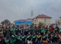 Dalam Rangka Penguatan Keselamatan Berlalulintas, Ditlantas Polda Jambi Apel Bersama Komunitas Ojol Se-Provinsi Jambi