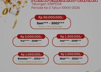 Nasabah Bank Jambi Cabang Bangko Raih Hadiah Rp50 Juta pada Undian Simpeda Nasional 2026