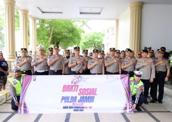 Polda Jambi Salurkan 1.000 Paket Sembako dan Lepas Bantuan Sosial Sambut Hari Bhayangkara ke-80