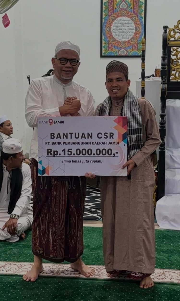 Bank Jambi Salurkan Bantuan CSR untuk Masjid Baitul Mustofa, Wujud Kepedulian terhadap Syiar Islam