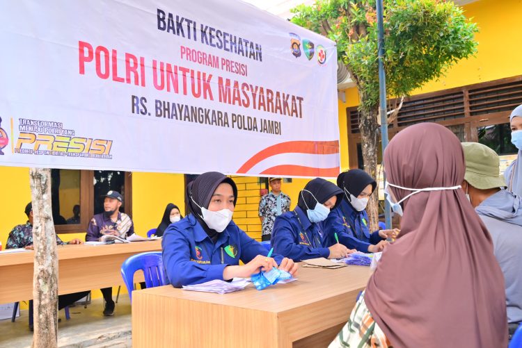 Bakti Kesehatan Presisi Polri, Polda Jambi Hadirkan Layanan Kesehatan Gratis Bagi Warga Kasang Pudak