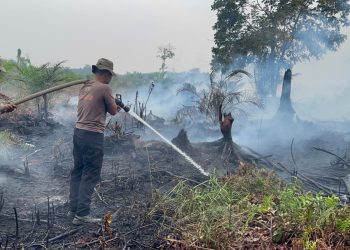 Satbrimob Polda Jambi Kerahkan 30 Personel Tangani Karhutla Di Betara Tanjab Barat